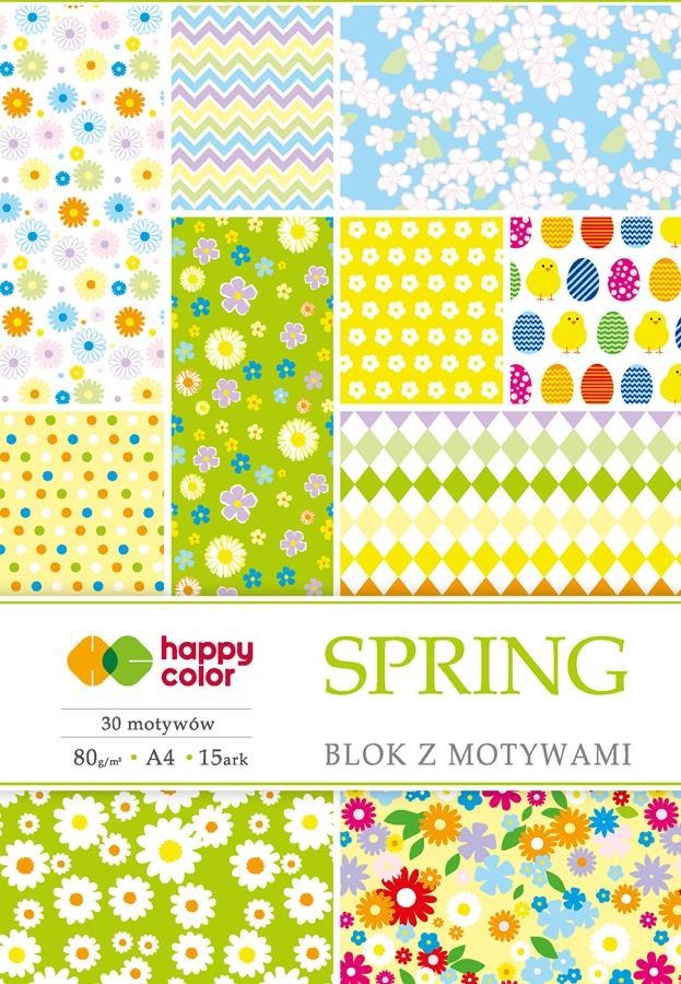 BLOK Z MOTYWAMI SPRING A4/15K 30MOTYW 80G HAPPY COLOR